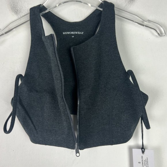 NWT WeWoreWhat Double Strap Zip Up Bra Dark Heather Grey Size Small S NEW - Picture 7 of 13